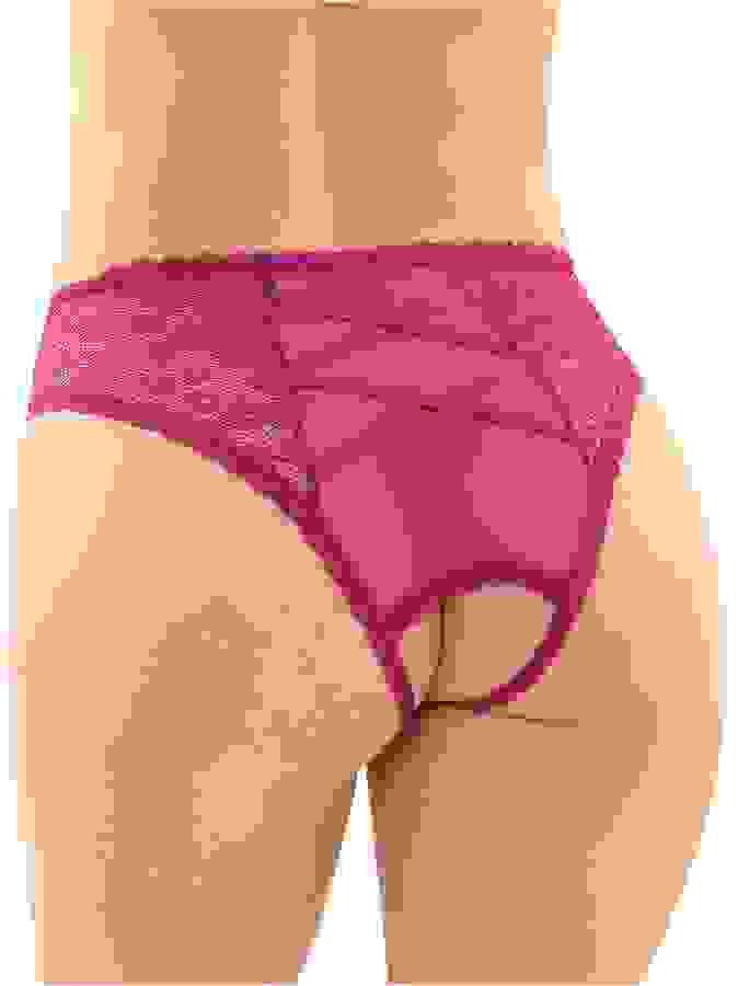 Fantasy Lingerie Bottoms Up Pink Daisy Lace Crotchless Panties, Pink, hi-res